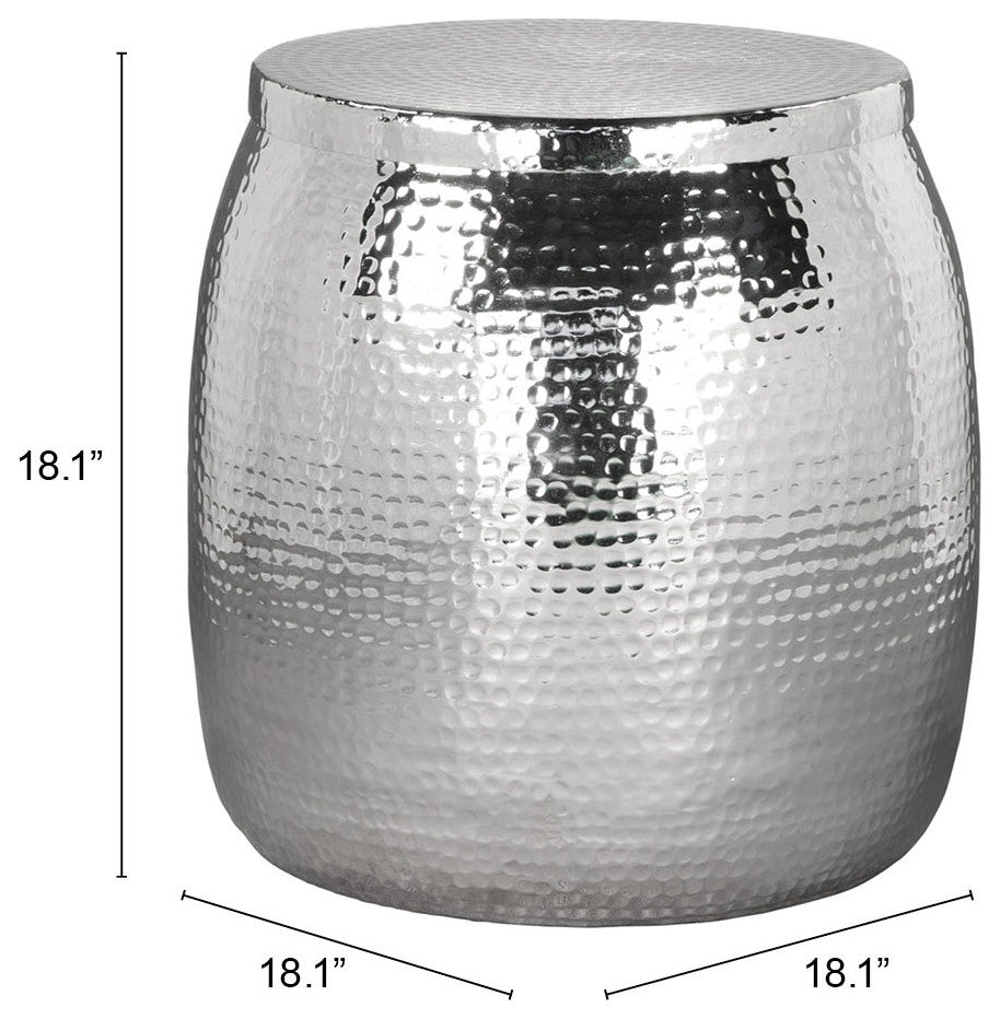 Sofa Side Table, Round, Aluminum, Metal, Silver, Lounge Cafe Lobby Hospitality