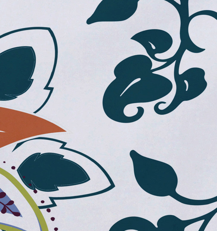 18"x14" Paisley Pop, Floral Print Placemat, Teal, Set of 4