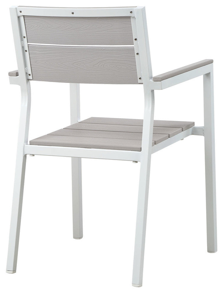 Modern Urban Contemporary Dining Chair Outdoor Patio Set of 2, White L