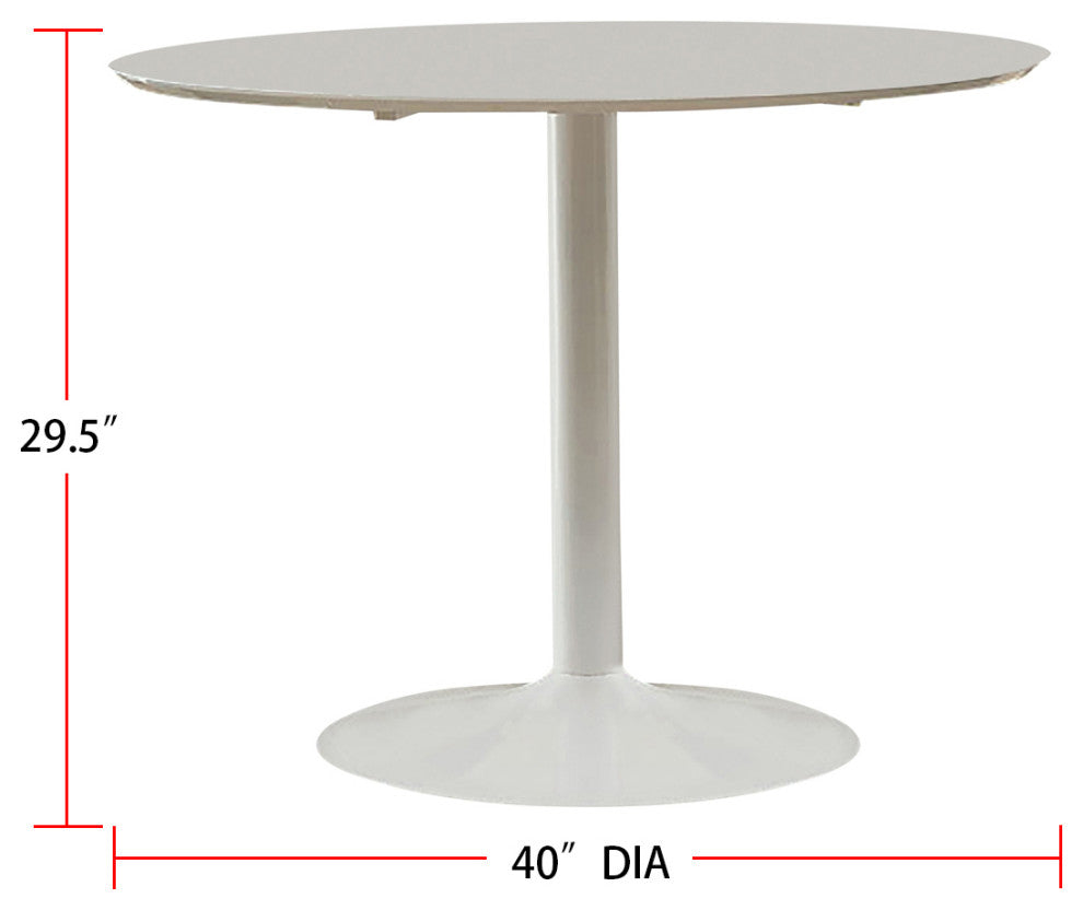Metal Round Dining Table, White