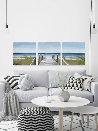 Sweeping Ocean View Triptych, Set of 3, 48x48 Panels
