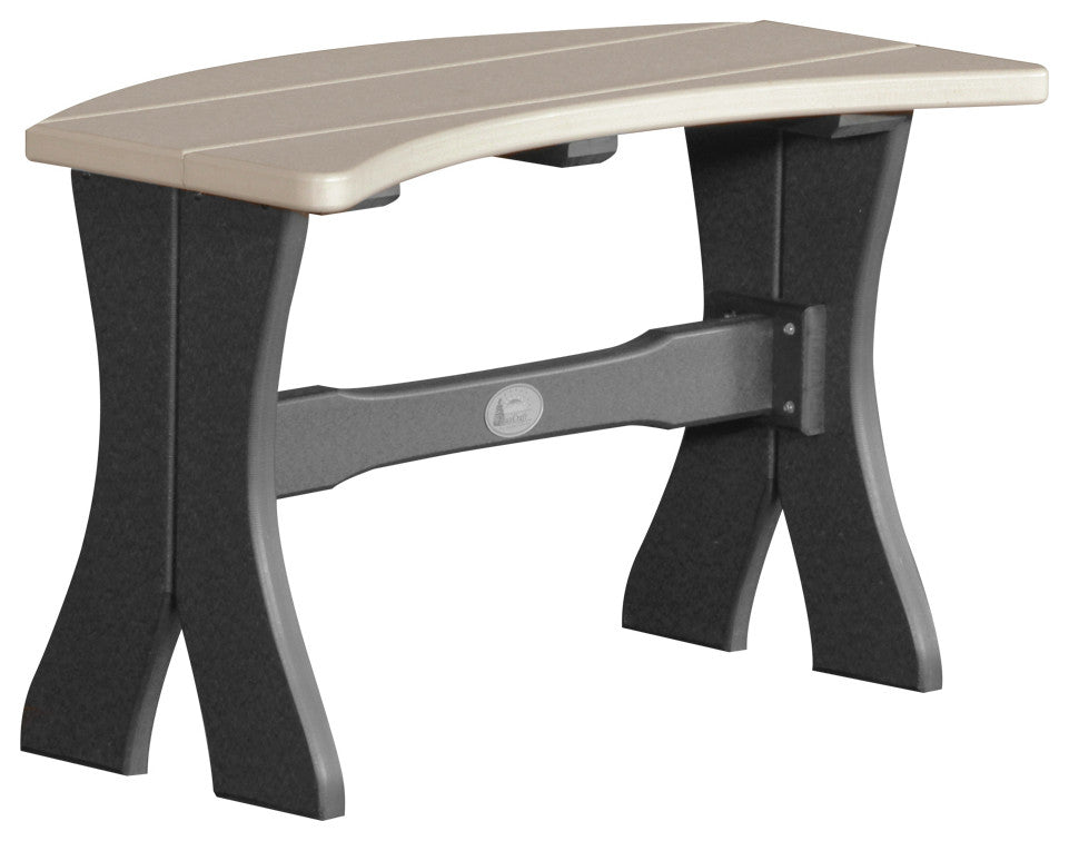 Poly Curved Table Bench, Weatherwood & Black, 28 Inch