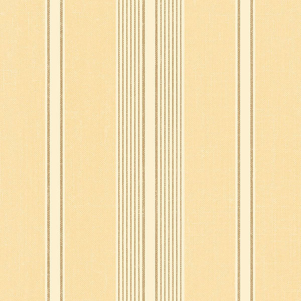 Cushion Stripe Wallpaper, Yellow and Metallic Gold, Bolt