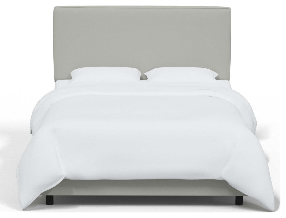 Square Upholstered Bed, Velvet Light Gray, Twin