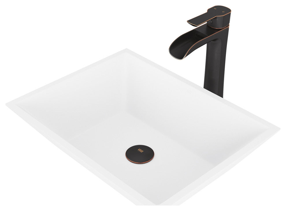 Vinca 18"L x 14"W MatteStone Vessel Sink and Niko 11"H Faucet Set