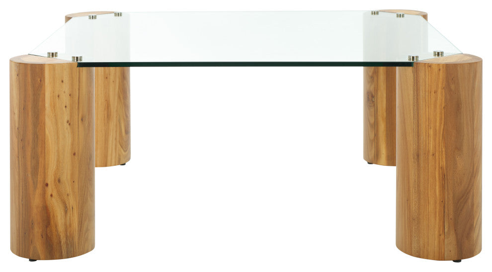 Safavieh Couture Robbie Square Glass Coffee Table, Natural