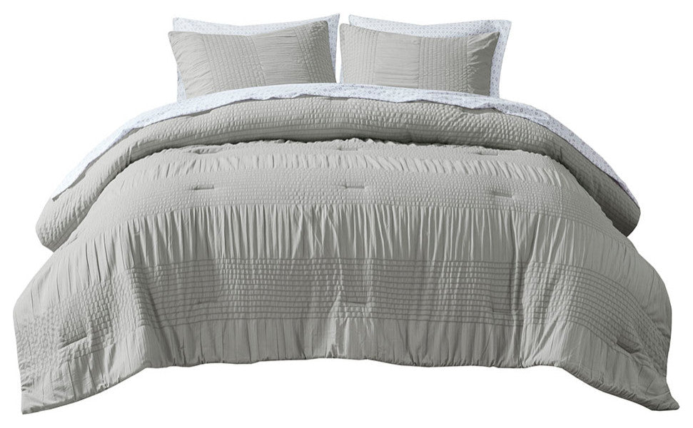 Madison Park Essentials Nimbus Casual Compelete Comforter and Sheet Set, Gray