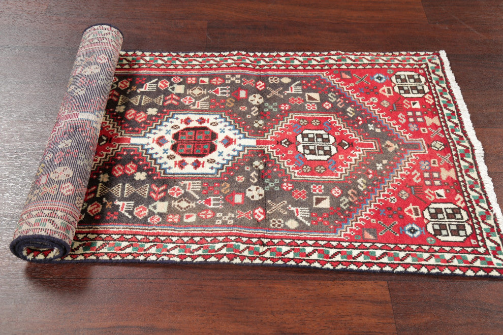 Abadeh Oriental Faded Hand-Knotted Traditional Persian Area Rug, Gray, 2x5