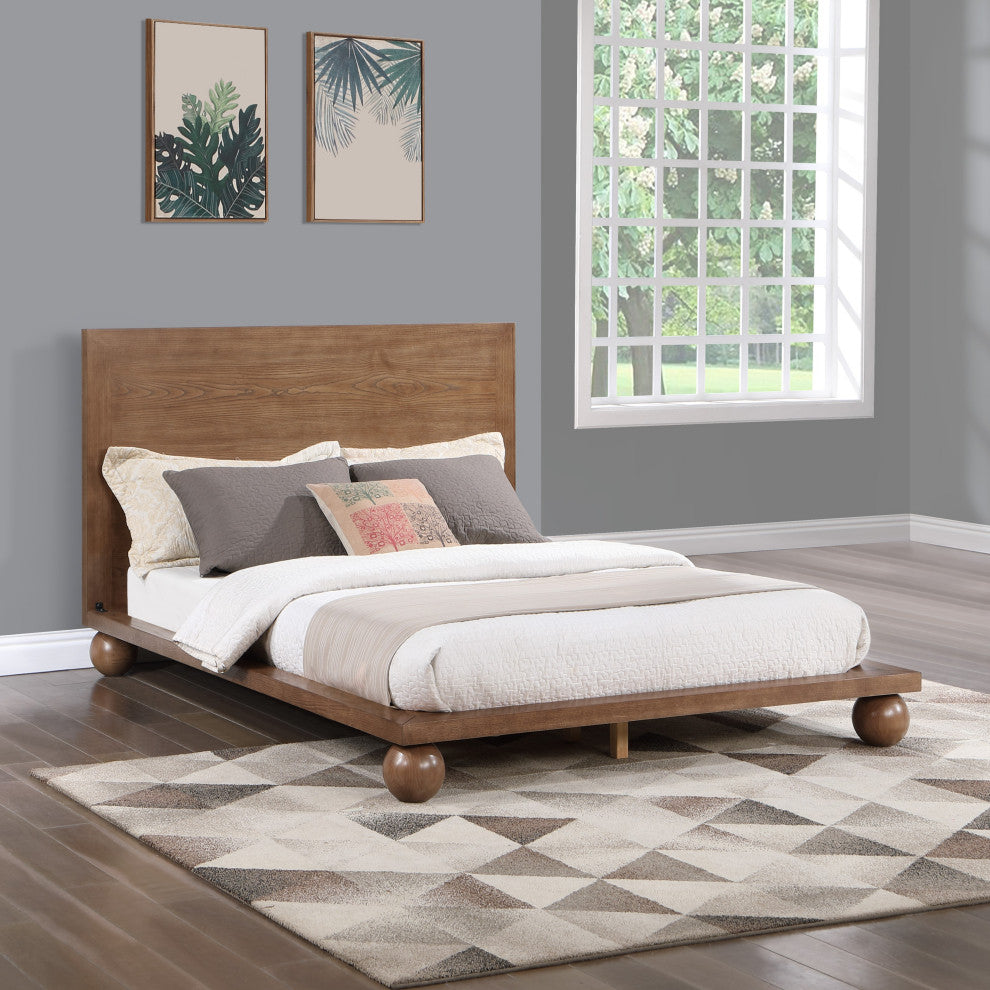 Kent Solid Ash Wood Bed, Walnut, King
