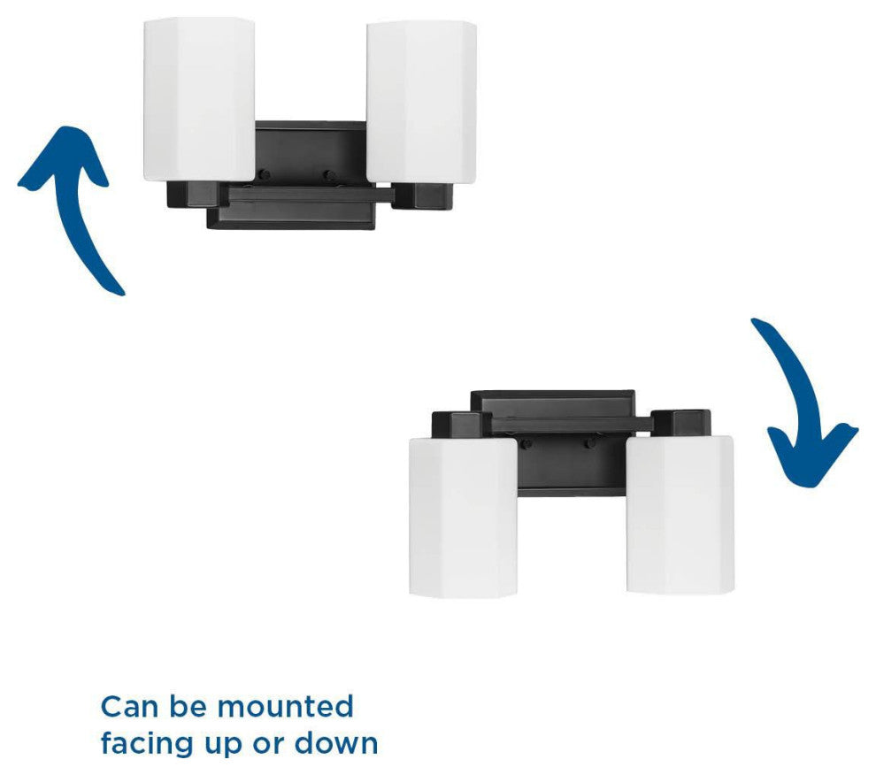 Estrada Collection 2-Light Contemporary Bath and Vanity Light, Matte Black