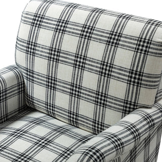 Upholstered Amchair With Plaid Pattern Set of 2, Black
