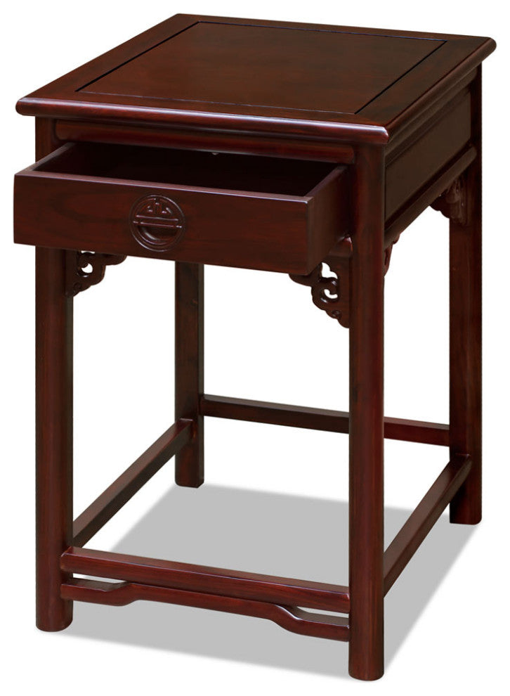 Dark Cherry Longevity Elmwood Chinese Ming End Table