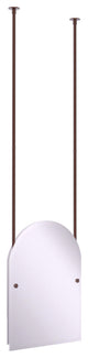 Frameless Arched Top Ceiling Hung Mirror, Antique Copper