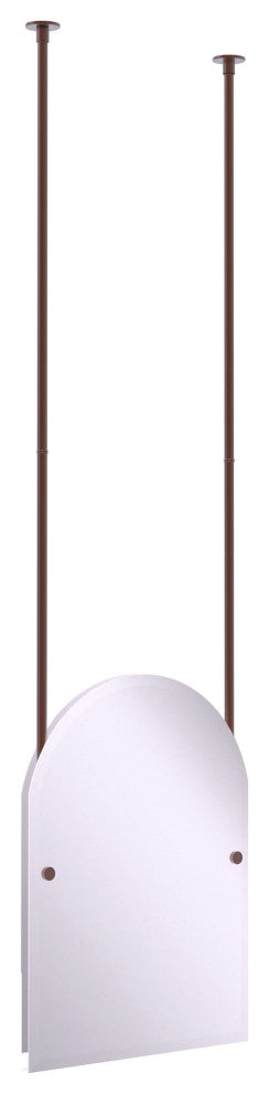 Frameless Arched Top Ceiling Hung Mirror, Antique Copper