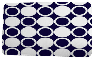 Cuban Flare Small Modcircles Geometric Print Bath Mat, Navy Blue, 17"x24"