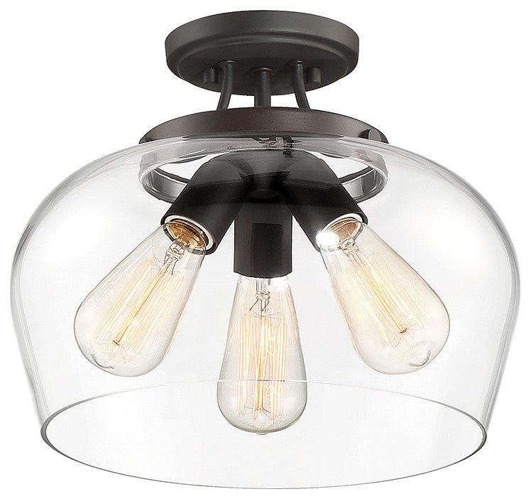3-Light Semi-Flush Mount, English Bronze