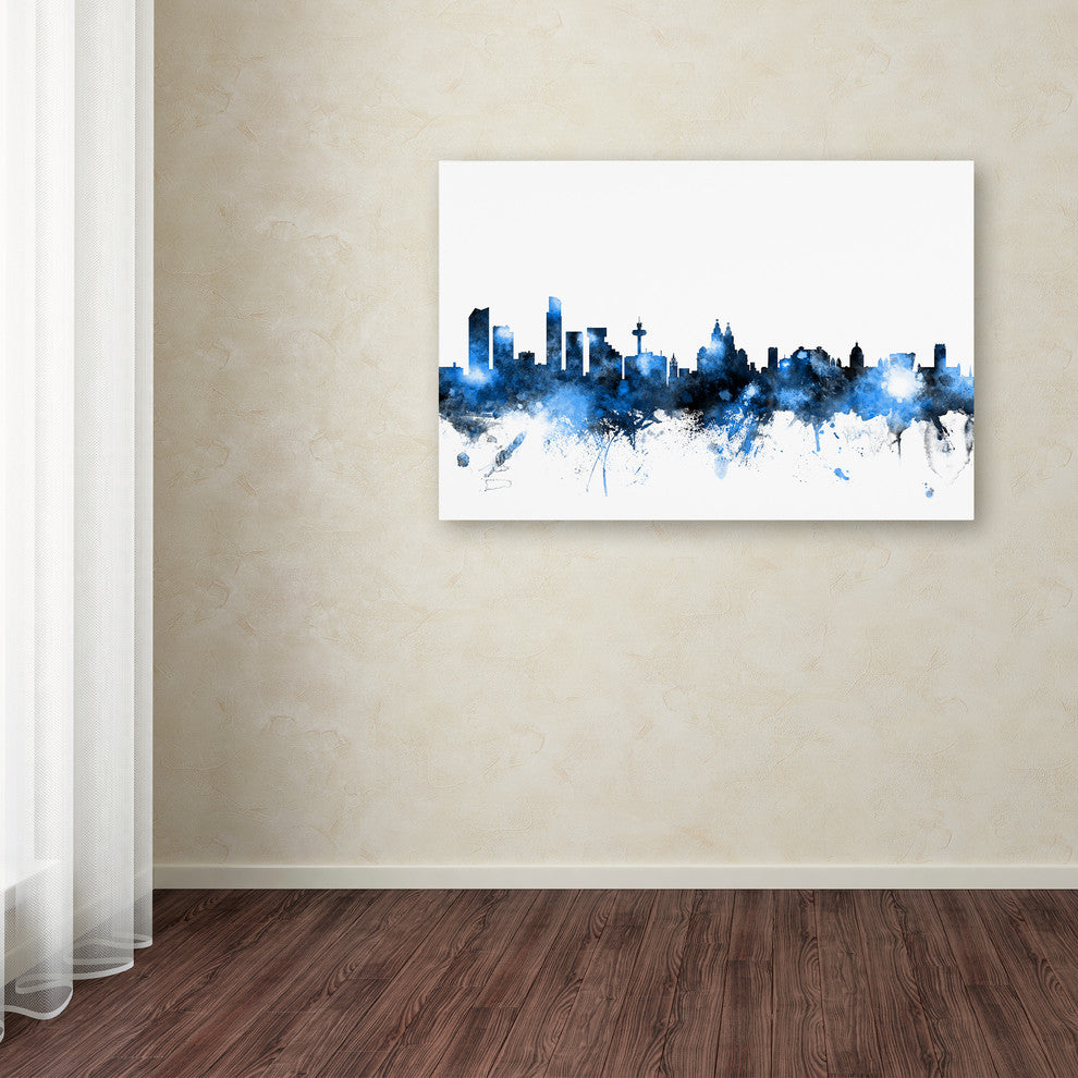 Michael Tompsett ''Liverpool Skyline White'' Canvas Art, 16x24