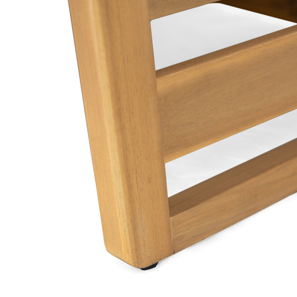 GDF Studio Outdoor Acacia Wood Club Chair with Waterproof Cushions, Teak Finish/Beige Cushion, Single