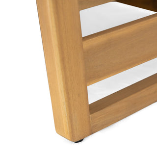 GDF Studio Outdoor Acacia Wood Club Chair with Waterproof Cushions, Teak Finish/Beige Cushion, Single