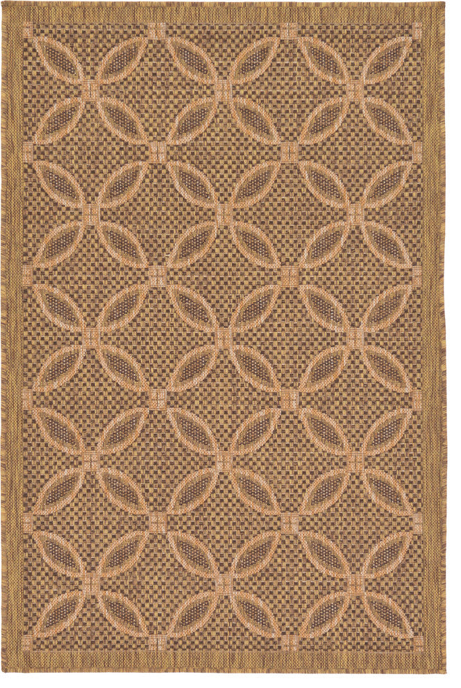 Unique Loom Light Brown Spiral Outdoor 3' 3 x 5' 0 Area Rug