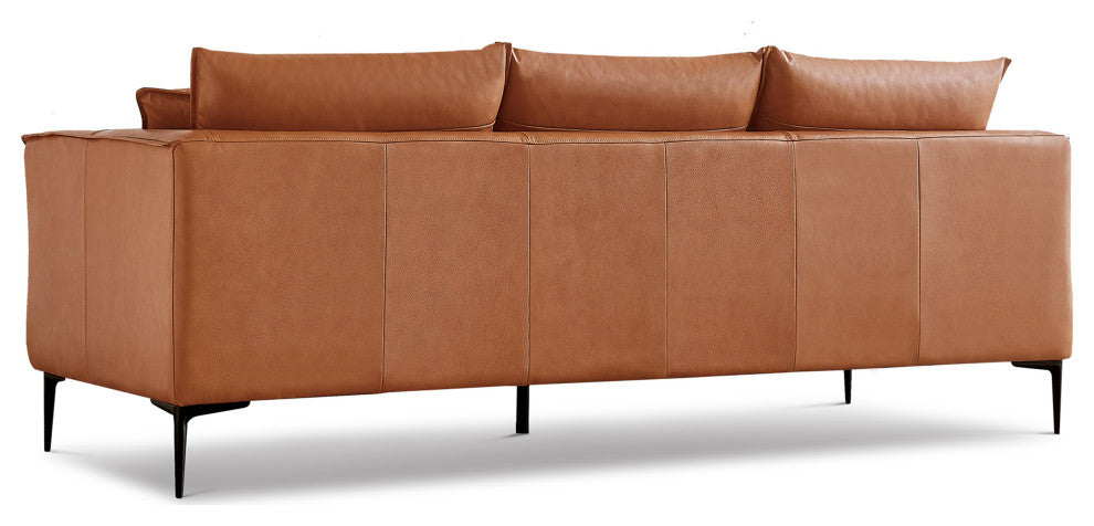 Valencia Jasper Italian Nappa 11000 Top Grain Leather Three Seats Sofas, Cognac