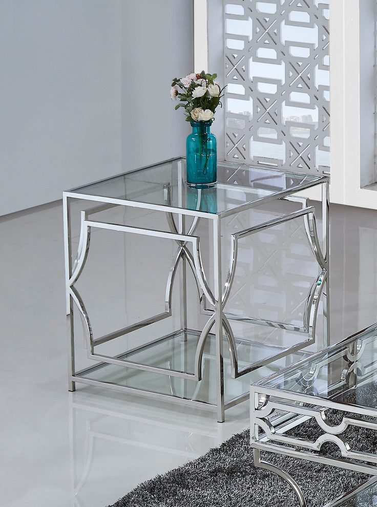 Abigail Silver With Glass Living Room End Table