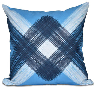 String Art, Geometric Print Outdoor Pillow, Blue, 18"x18"