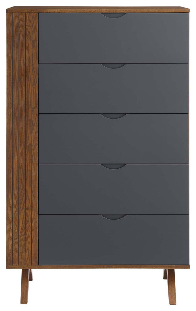 Dresser Drawer Chest Stand, Gray Walnut, Wood, Modern, Mid Century Guest