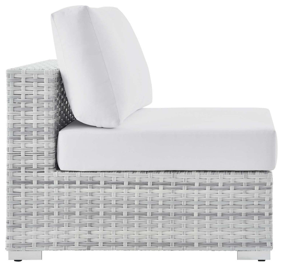 Lounge Sectional Sofa Chair Set, Rattan, Wicker, Gray White, Outdoor