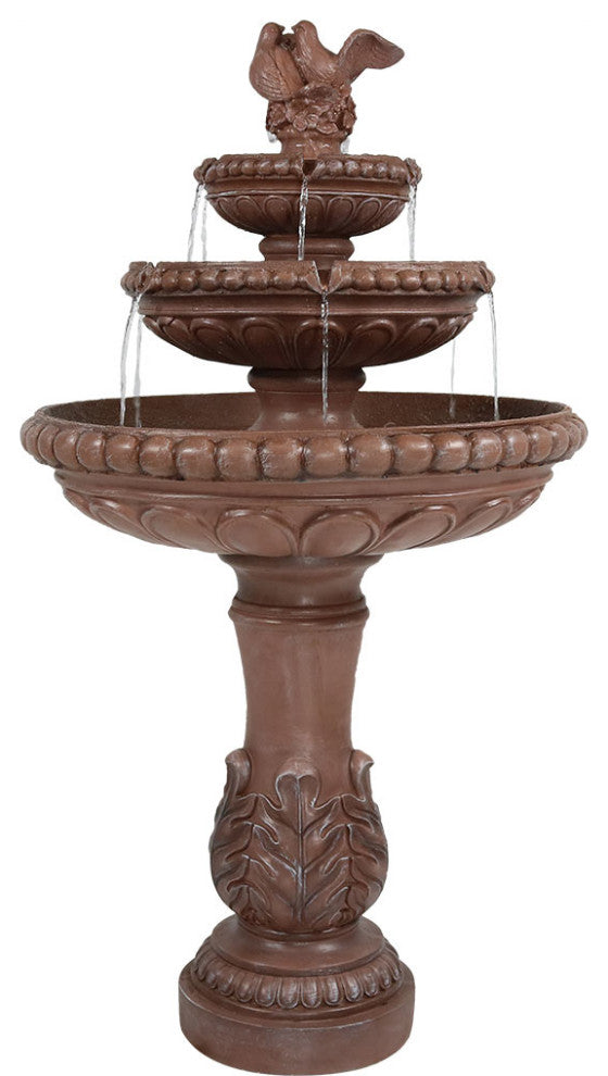 Sunnydaze 3-Tier Dove Pair Outdoor Water Fountain, Patio and Garden, 43"