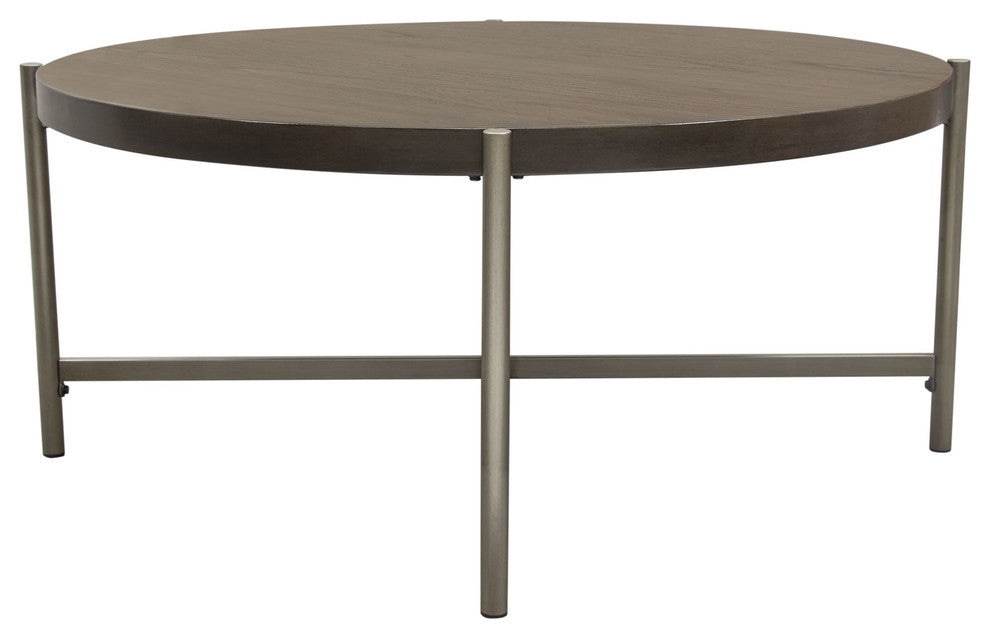 A2od 40" Round Cocktail Table With Brushed Metal Base, Silver