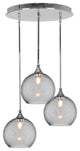 Empire 3-Light Cluster Pendalier, Chrome/Smoke Bubble