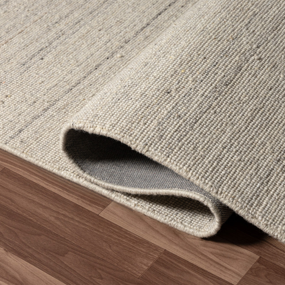 Zane Ivory Industrial Solid Handwoven Wool/Cotton Indoor Area Rug