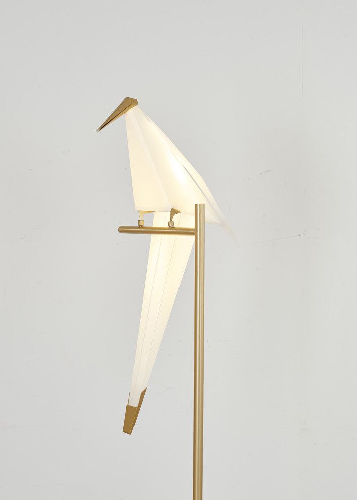 LED Bird Floor Lamp With Gold Carbon Steel Hardware and Plastic Frame