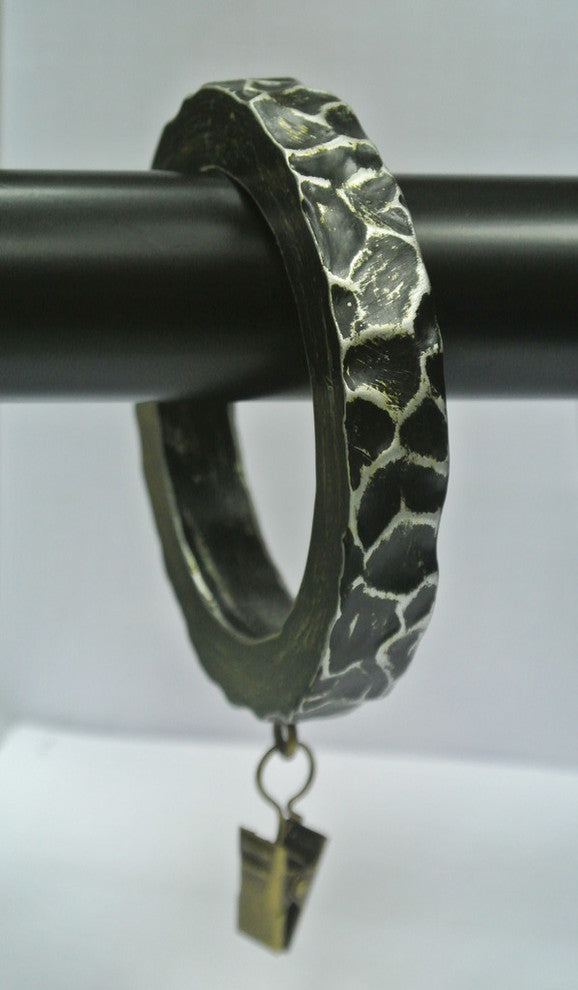 2 1/2" Large Hammered Designer Curtain Rings, Antique Silver, Set of 4