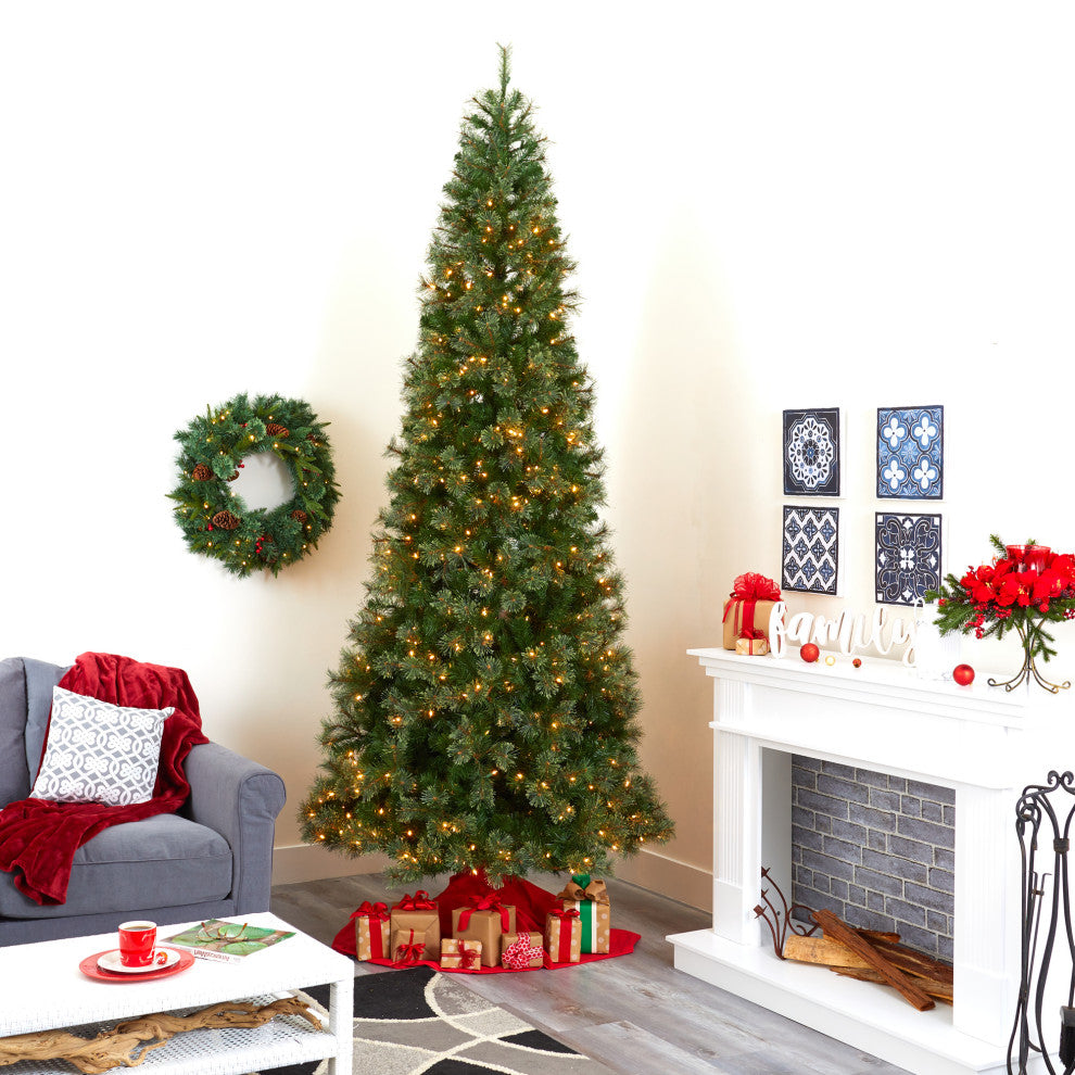 10' Cashmere Slim Christmas Tree / 750 Warm White Lights/1908 Bendable Branches