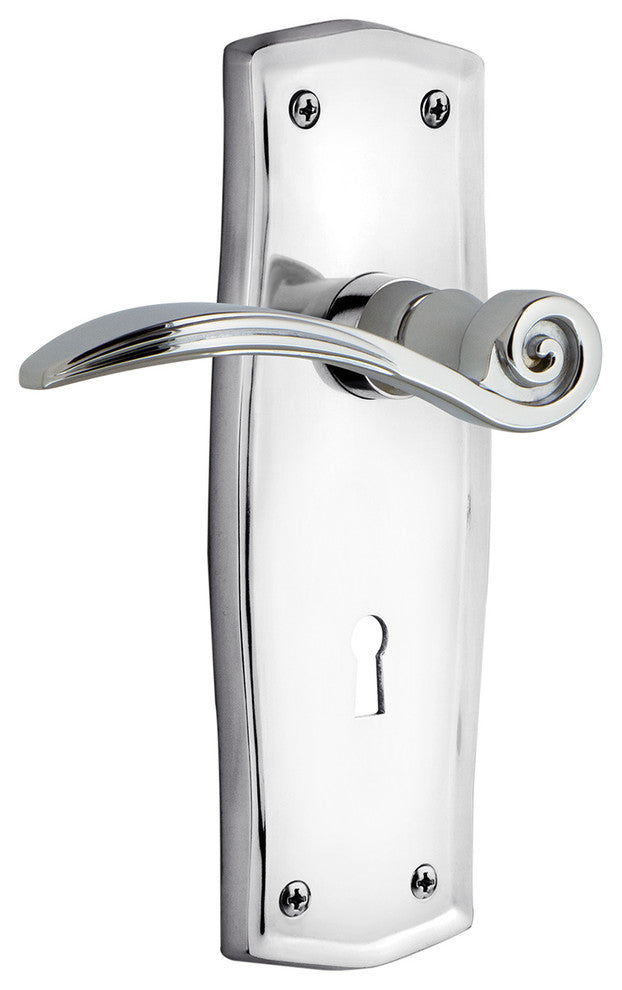 Prairie Plate With Keyhole Swan Lever, Bright Chrome, Privacy, Non-Handed