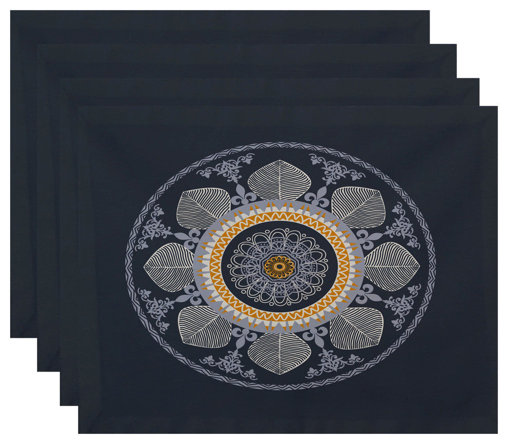 Stained Glass Geometric Print Placemat, Set of 4, Gray