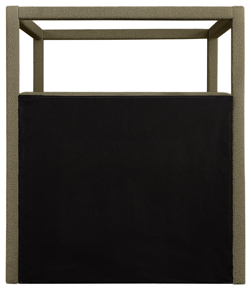 Eden Boucle Fabric Upholstered Bed, Olive, King