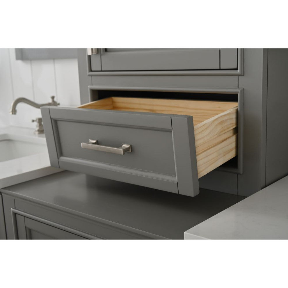 Milano Transitional Gray 96" Double Sink Bathroom Vanity Modular Set