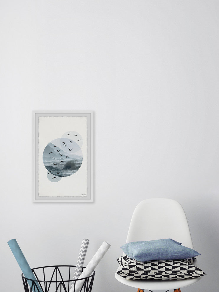 "Bird Waves" Framed Painting Print, 12"x18"
