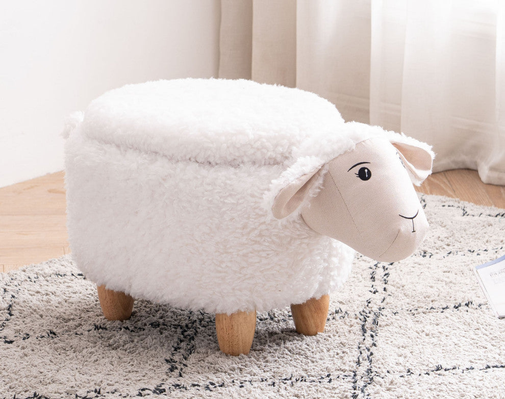 White Sheep Storage Ottoman