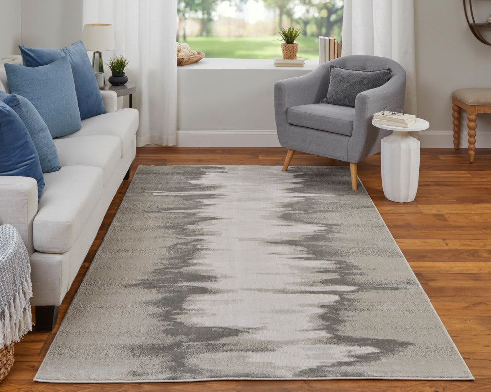 Orin Modern Abstract, Gray/Taupe/Ivory, 6'7"x9'6" Area Rug