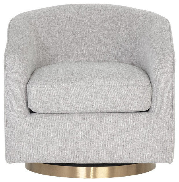 Hazel Swivel Lounge Chair, Gold, Belfast Heather Gray
