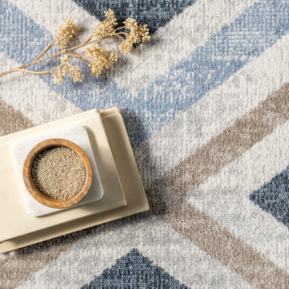 Nuloom Akari Transitional Diamond Machine Washable Area Rug, Blue 7'10"x10'