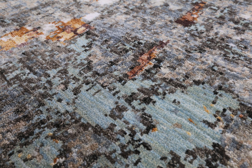 8' 1" X 10' 4" Modern Branches, a Vase Design Handmade Wool and Silk Rug Q8553