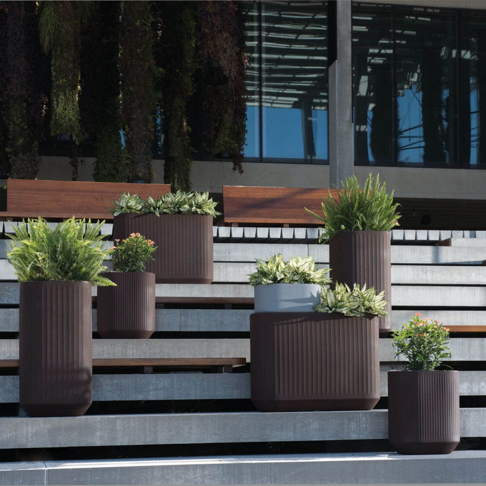 TruDrop Self-Watering Modular Deck Planter - Privacy Barrier -Bark, 40"x20"x20"H