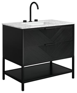 Diamond 36" Bath Vanity, Charcoal Black/Matte Black, 36", Marble Top