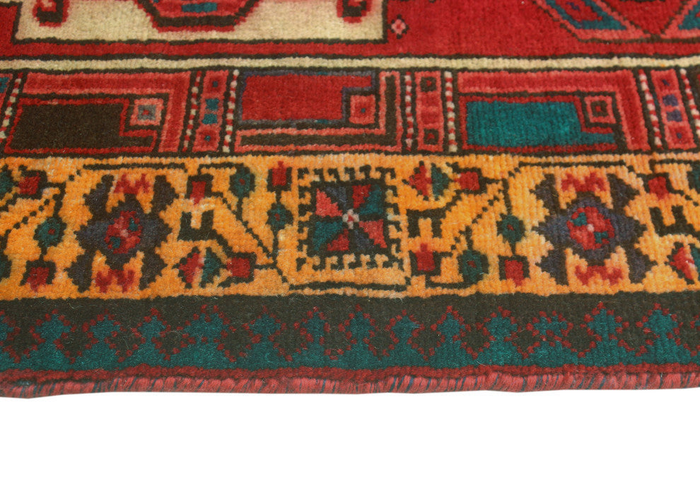 Fine Vintage Distressed Anayatul Red/Gold Runner, 3'5x10'11
