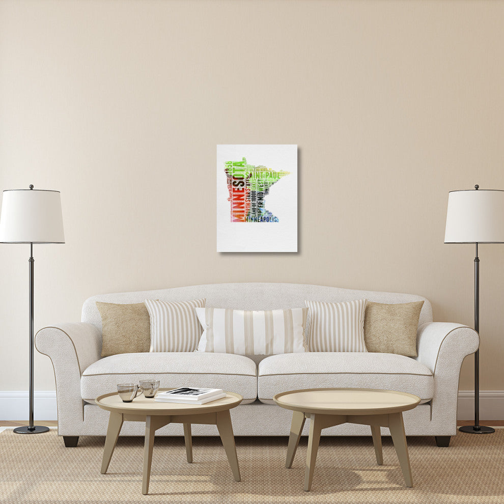 "Minnesota Watercolor Word Cloud" Fine Art Print